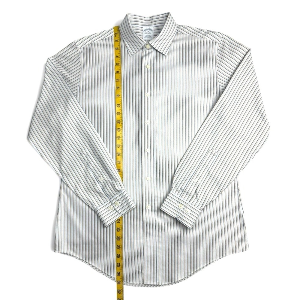 Brooks Brothers Men's Non-Iron Dress Shirt – 100% Supima Cotton, Striped, Size M - Picture 7 of 16